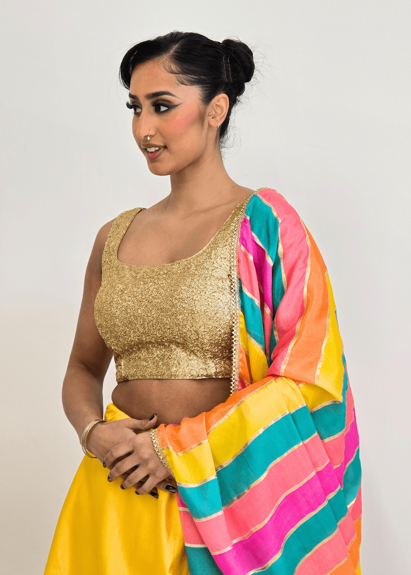 Nims Boutique Multicolour Stripe Georgette Dupatta/Chunni 3