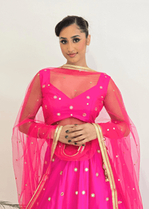 Nims Boutique Rani Luxury Hot Pink Silk Mirror Blouse size 4-16