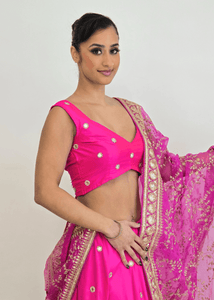 Nims Boutique Rani Luxury Hot Pink Silk Mirror Blouse size 4-16