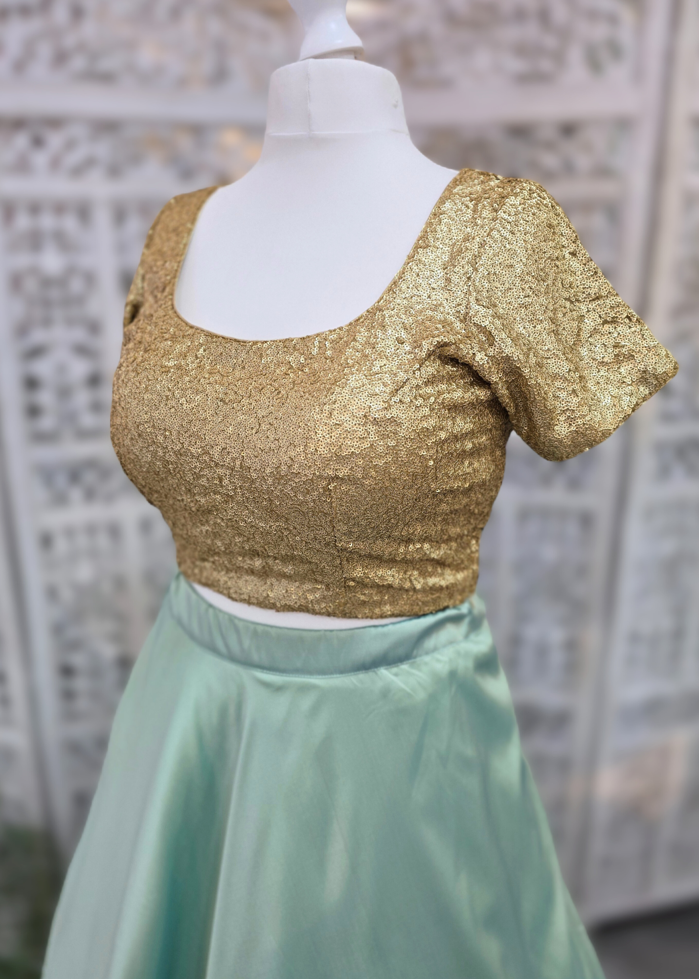 Luxury Rose Gold Sequin Cap Sleeve Blouse with latkans (size 12-22)
