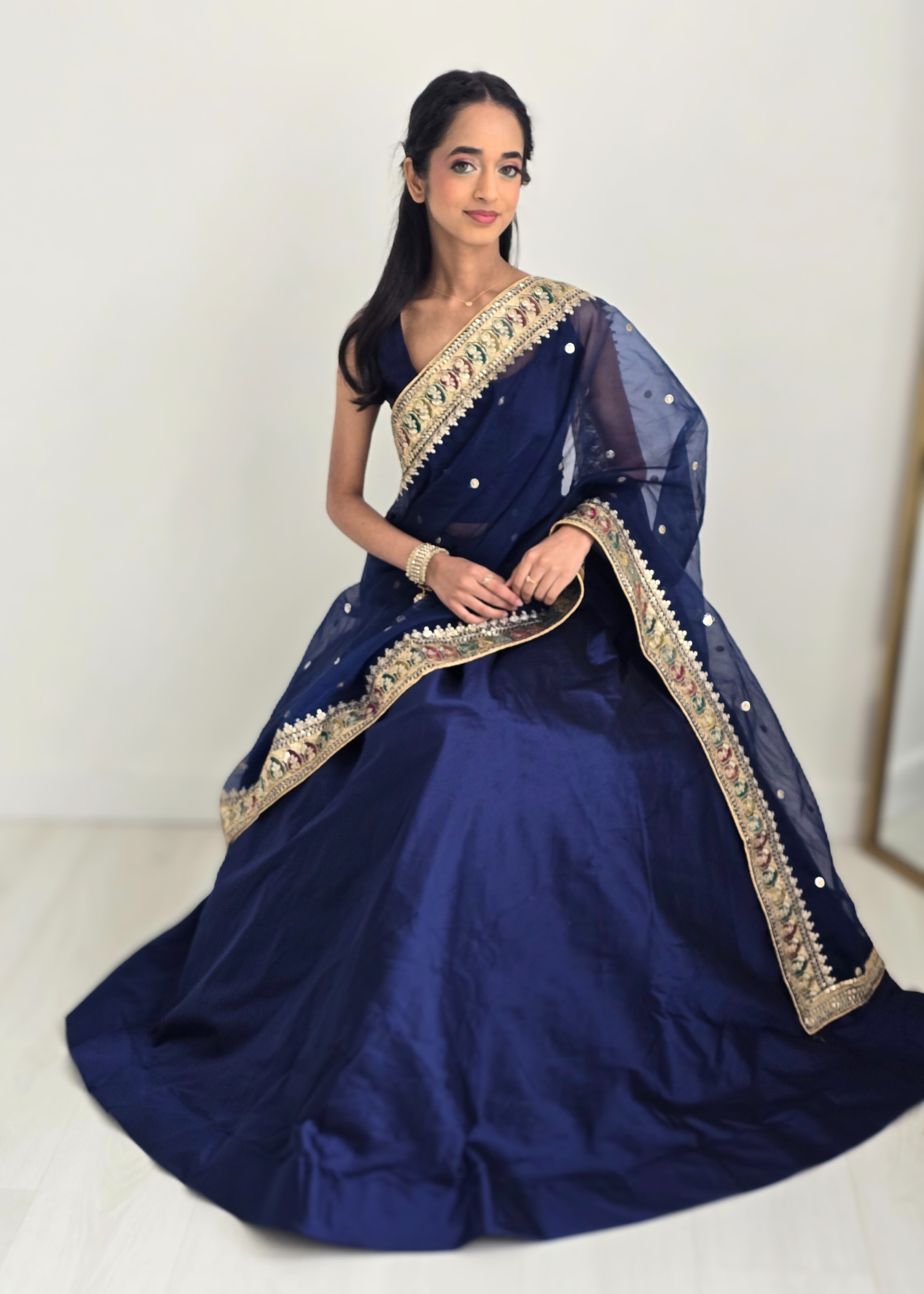 Readymade Navy Silk skirt/lehnga (sizes 4-22)
