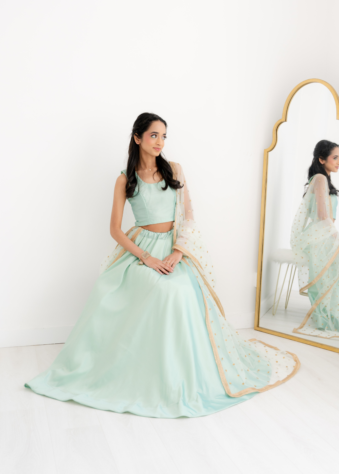 Readymade Mint Silk skirt/lehnga (sizes 4-22)