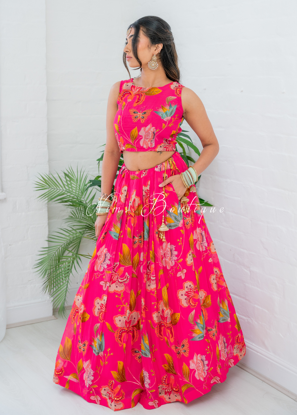 Lillianna Hot Pink Floral Blouse