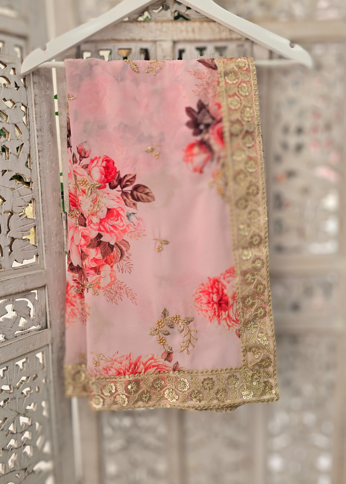 Limited Edition Pink Floral Georgette Dupatta/Chunni