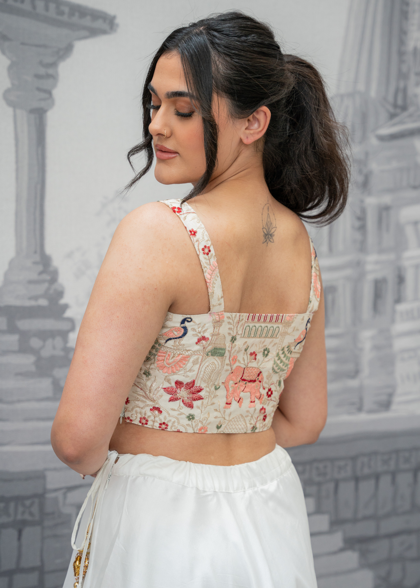 Elephant Ivory Embroidered Strap Blouse (4-16)
