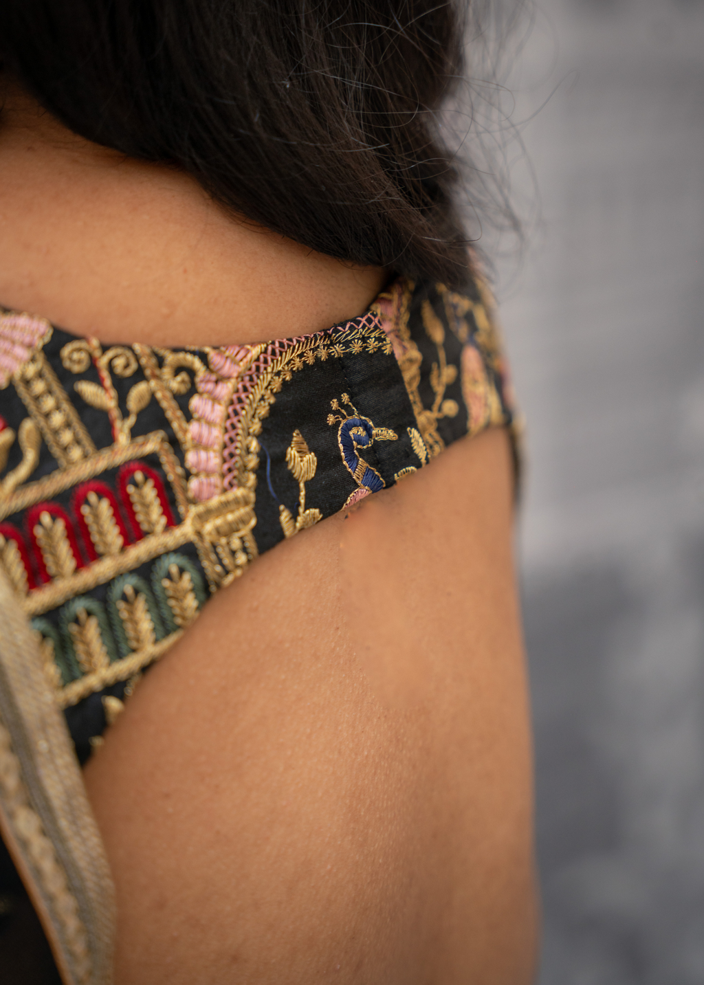 Elephant Black Embroidered Sleeveless Blouse (4-22)