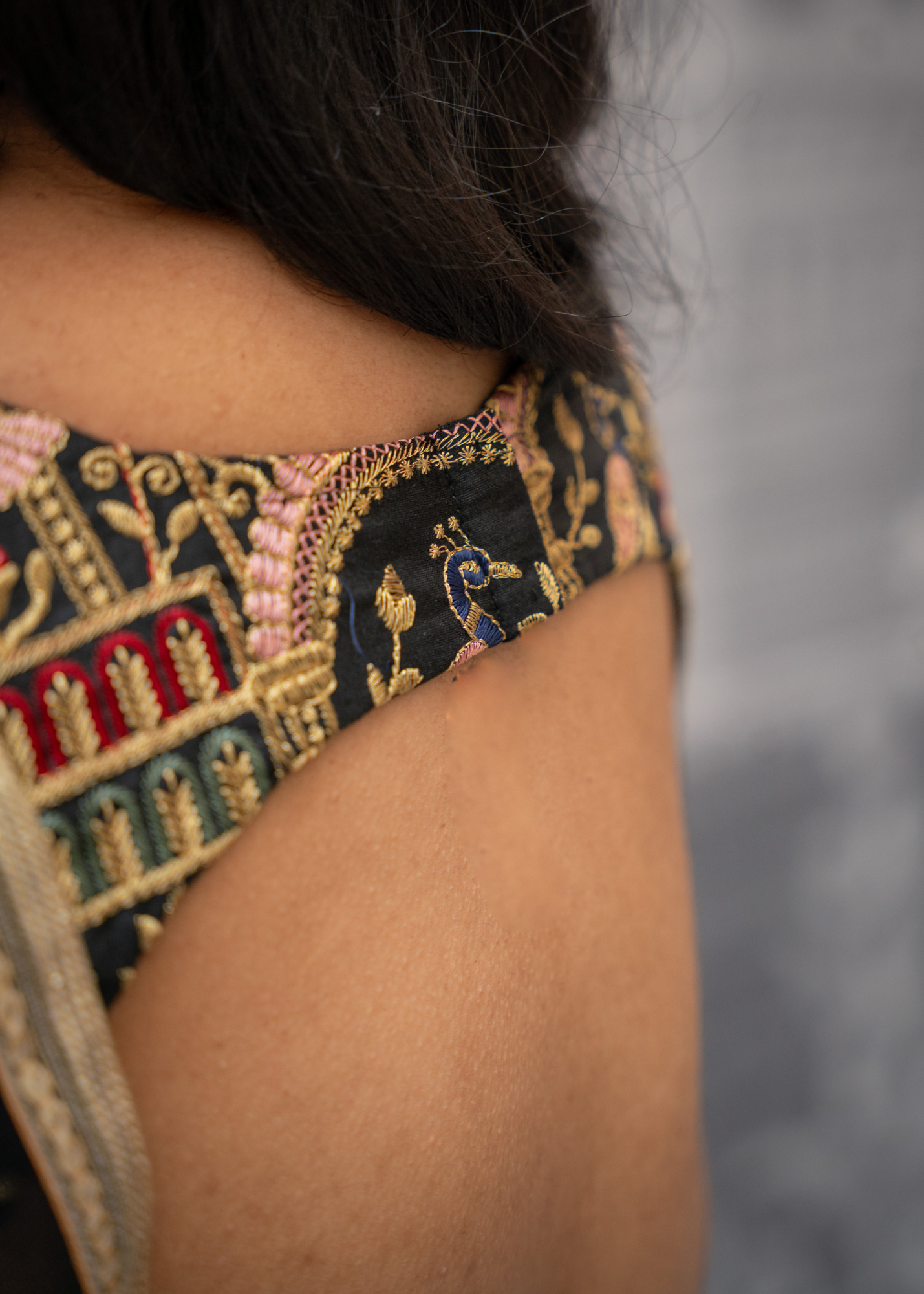 Elephant Black Embroidered Sleeveless Blouse (4-22)