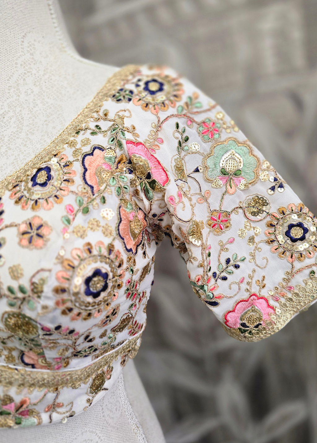 Genelia White Embroidered Blouse (10-12)
