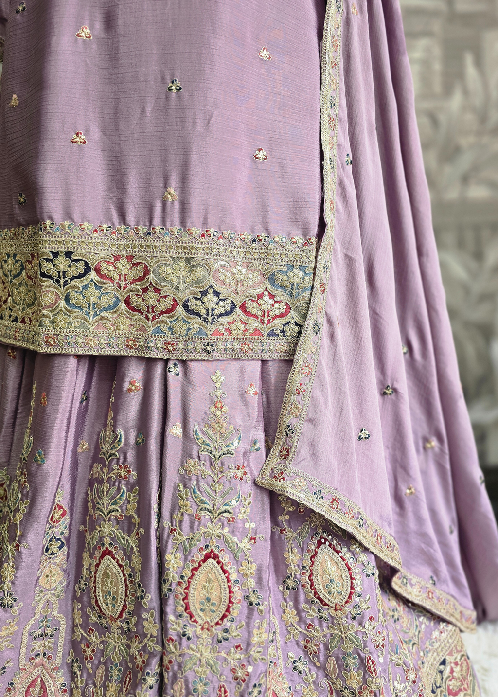 Luxury Lilac Embroidered Sharara Suits (Sizes 16-20)