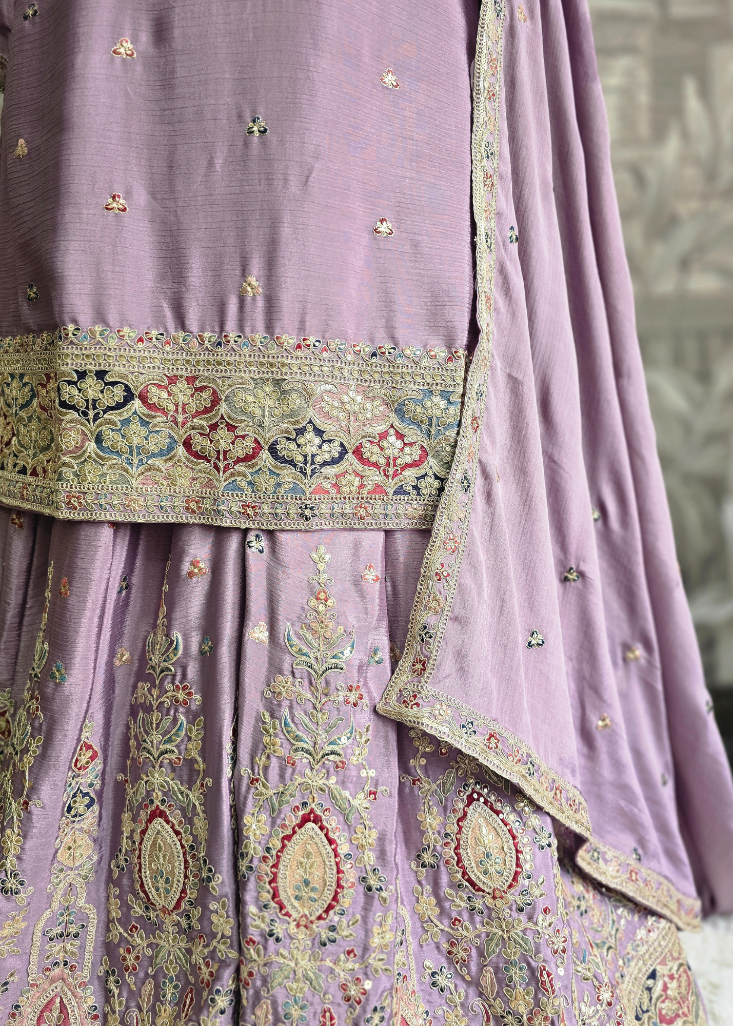 Luxury Lilac Embroidered Sharara Suits (Sizes 16-20)