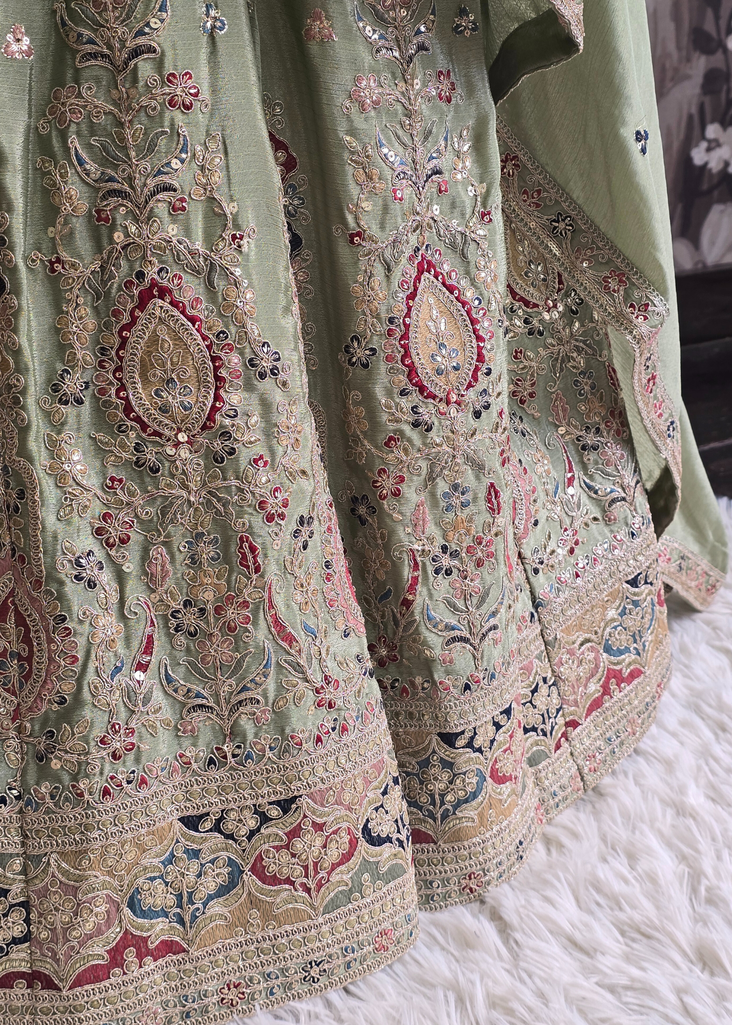 Luxury Mint Embroidered Sharara Suits (Sizes 16-20)