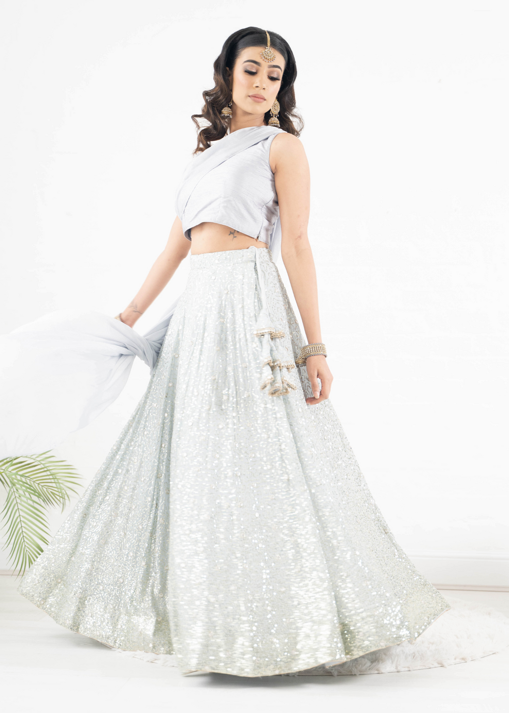 Arya Grey & Gold Sequin Luxury Skirt (sizes 6-16)