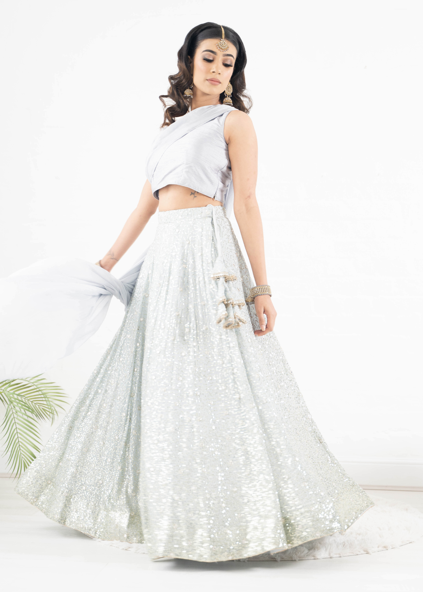 Arya Grey & Gold Sequin Luxury Skirt (sizes 6-16)
