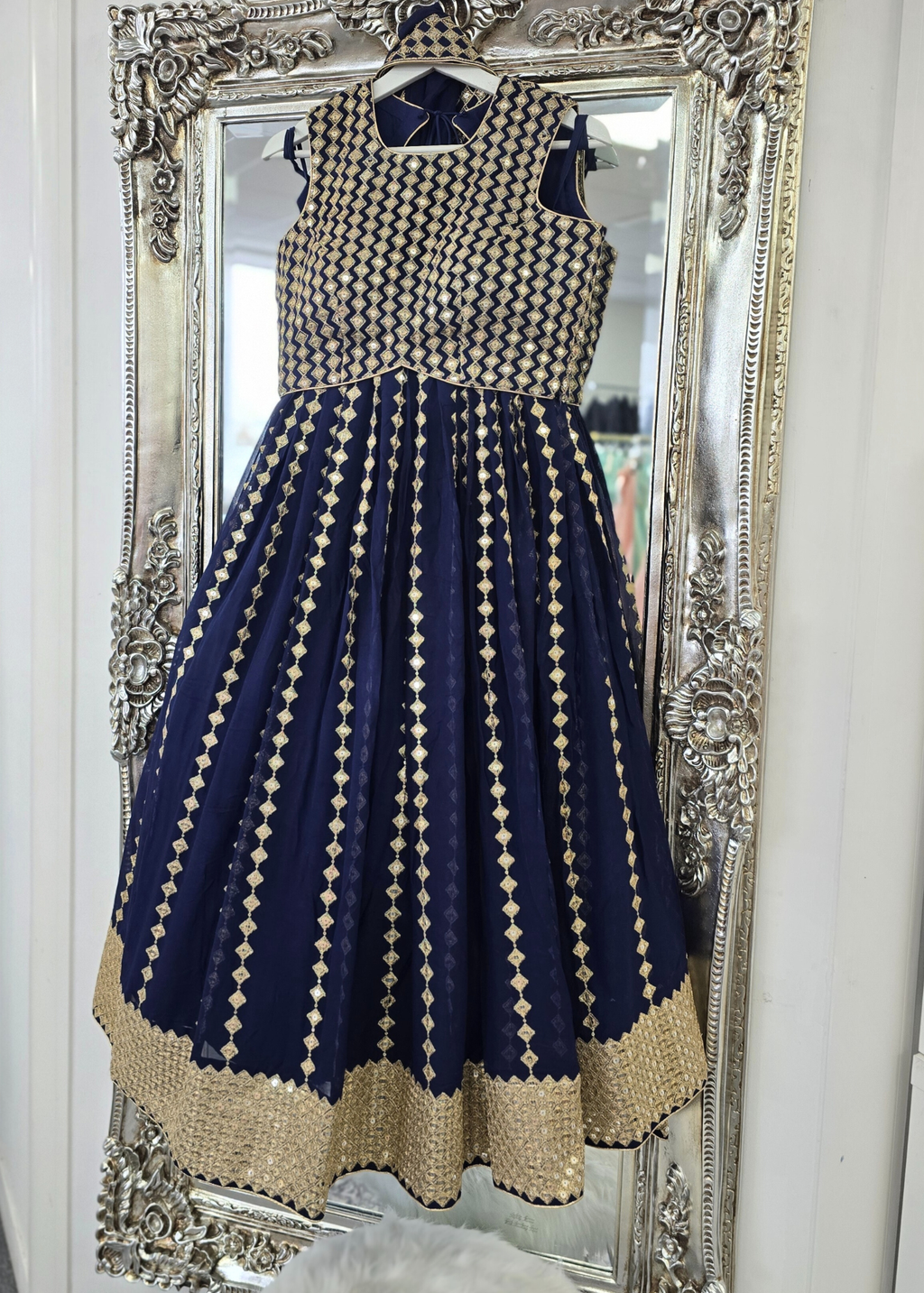 Karina Luxury Sleeveless Navy & Gold Lehnga (sizes 8-14)
