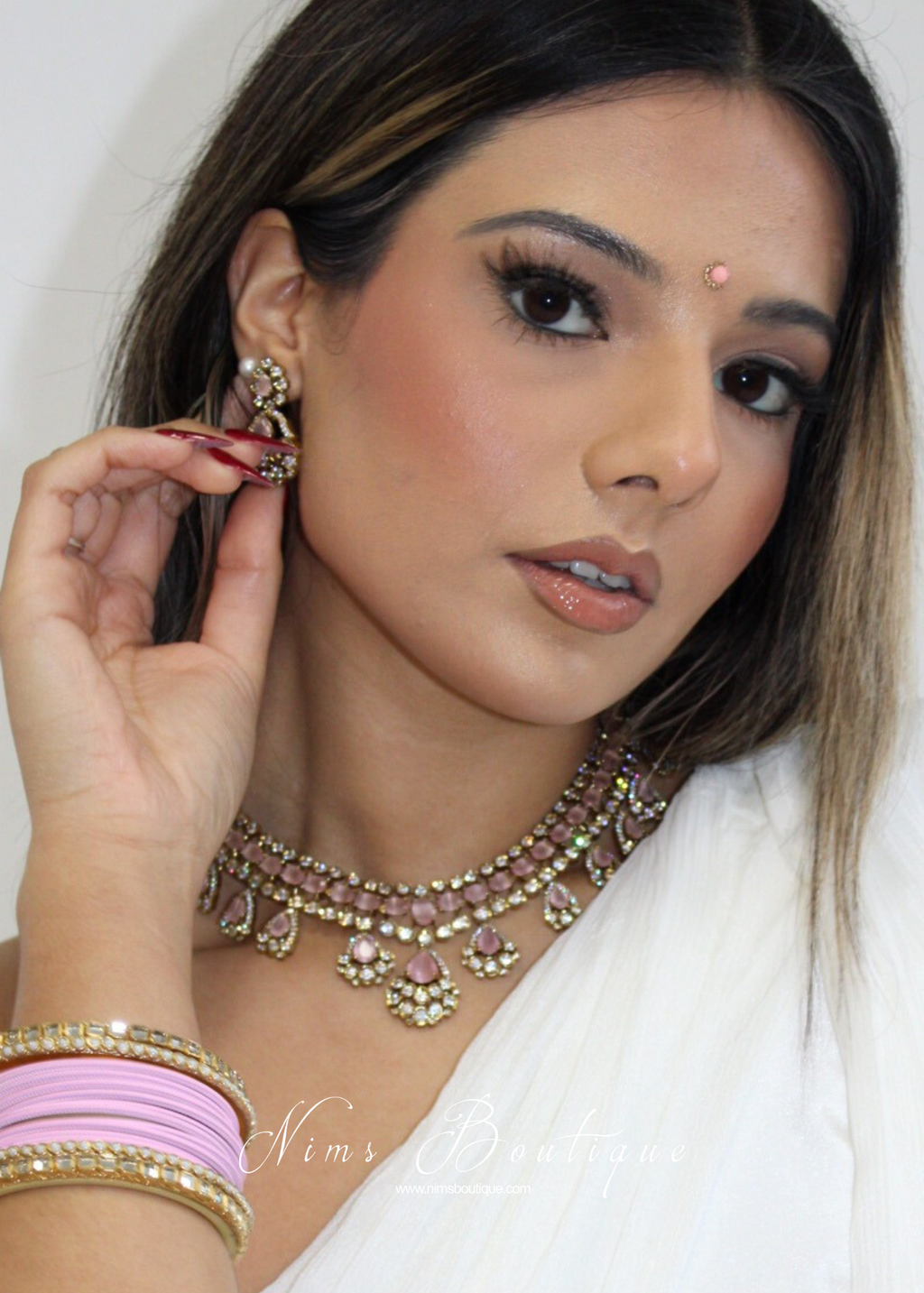 Ahana Pink Stone Jewellery Set