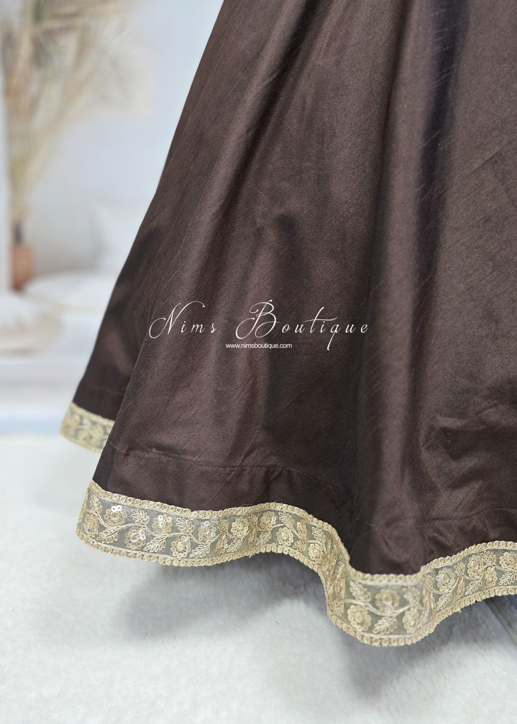 Saloni Readymade Mocha Brown Raw Silk skirt/lehnga (sizes 4-24)