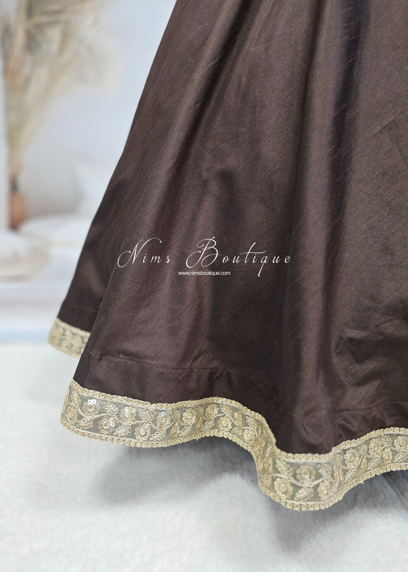 Saloni Readymade Mocha Brown Raw Silk skirt/lehnga (sizes 4-24)