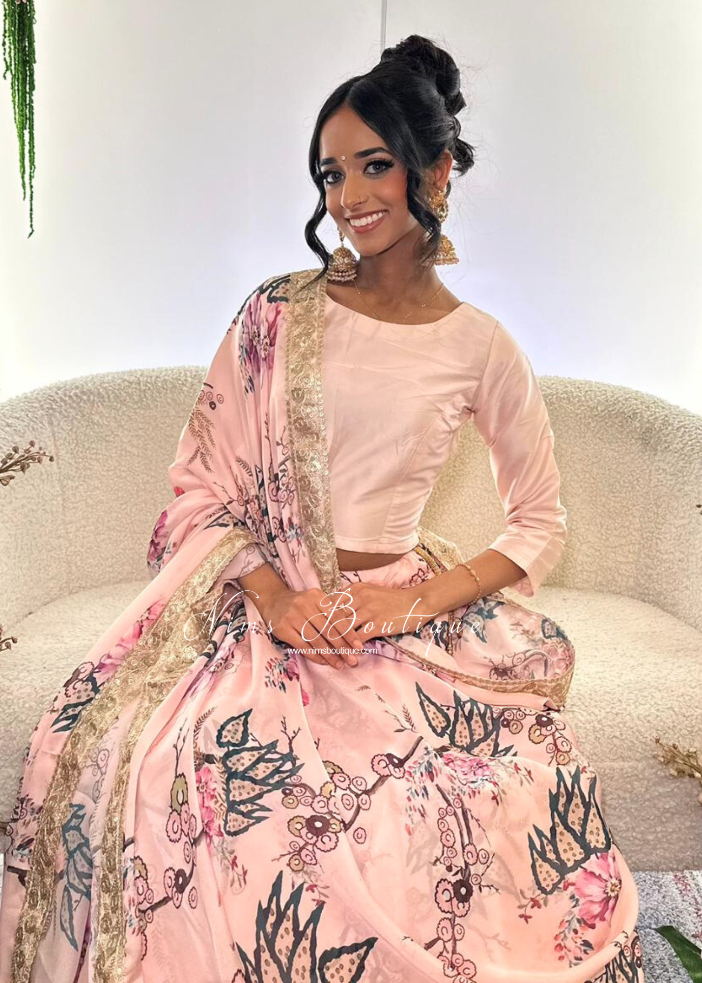 Light Peach Silk High Neck Blouse with sleeves (size 4-20)