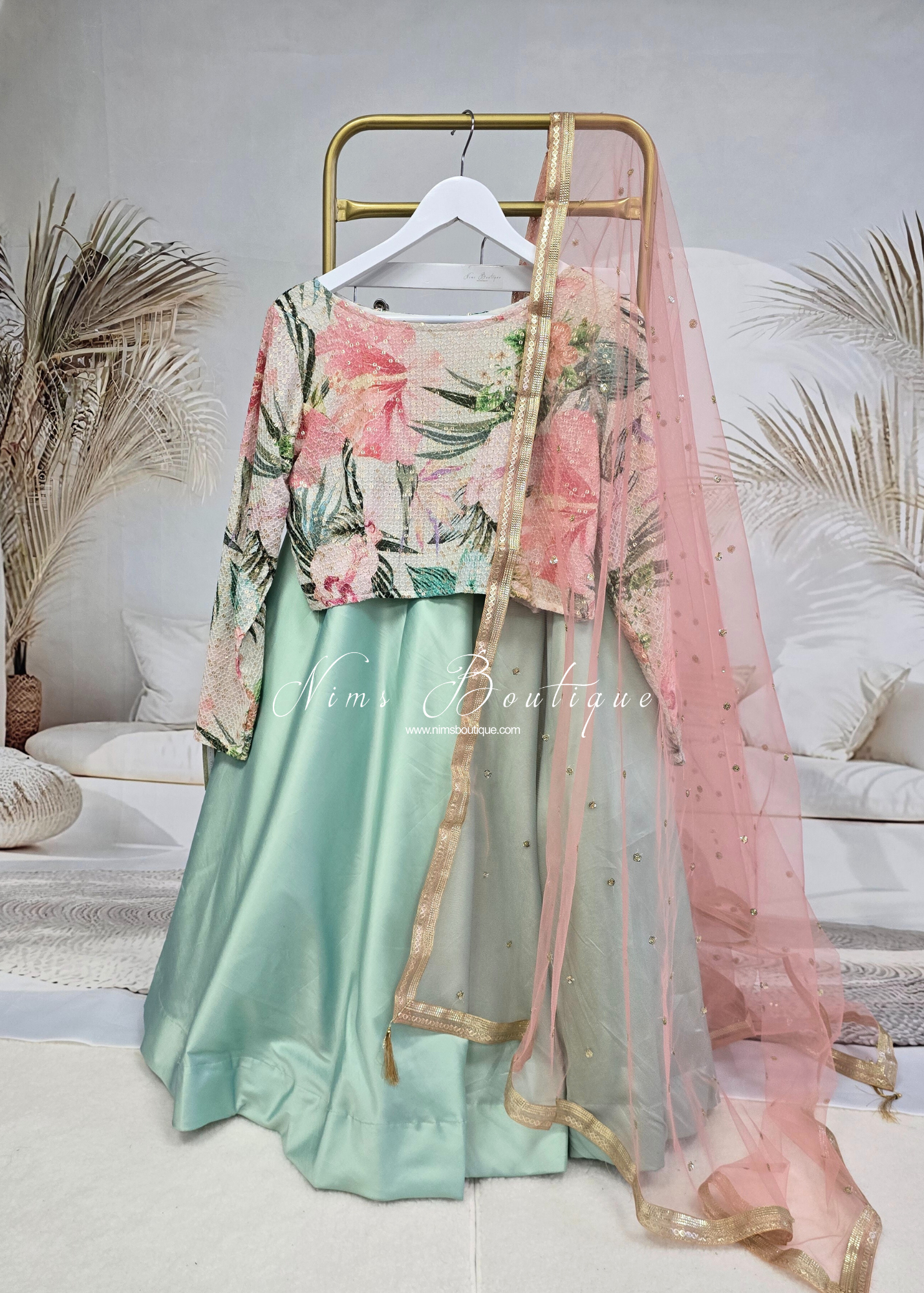 Readymade Mint Silk skirt/lehnga (sizes 4-22)