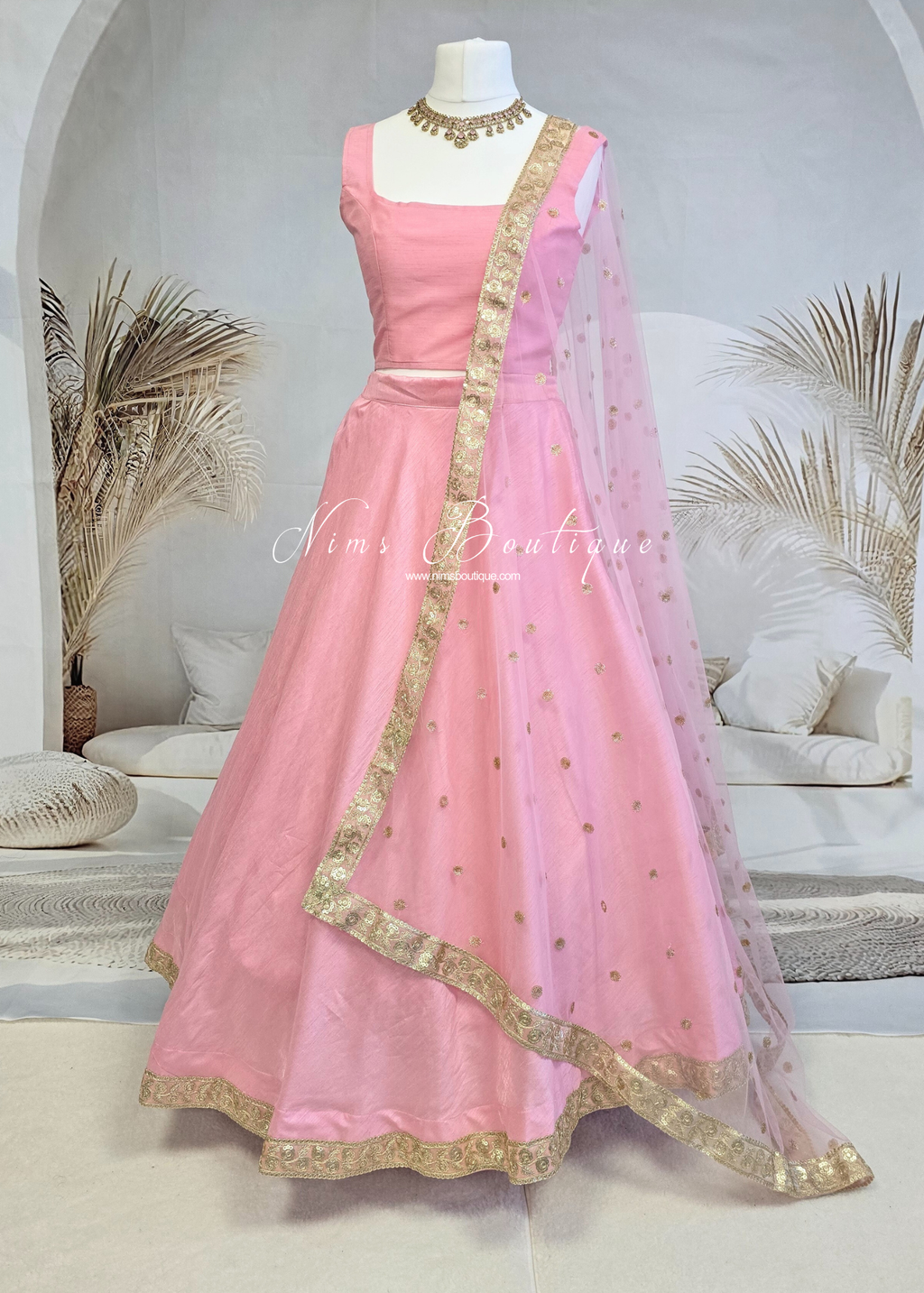 Saloni Sleeveless Baby Pink Raw Silk Blouse (4-20)