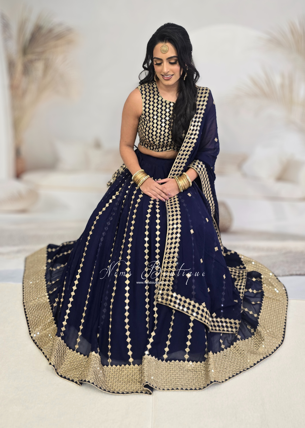Karina Luxury Sleeveless Navy & Gold Lehnga (sizes 8-14)