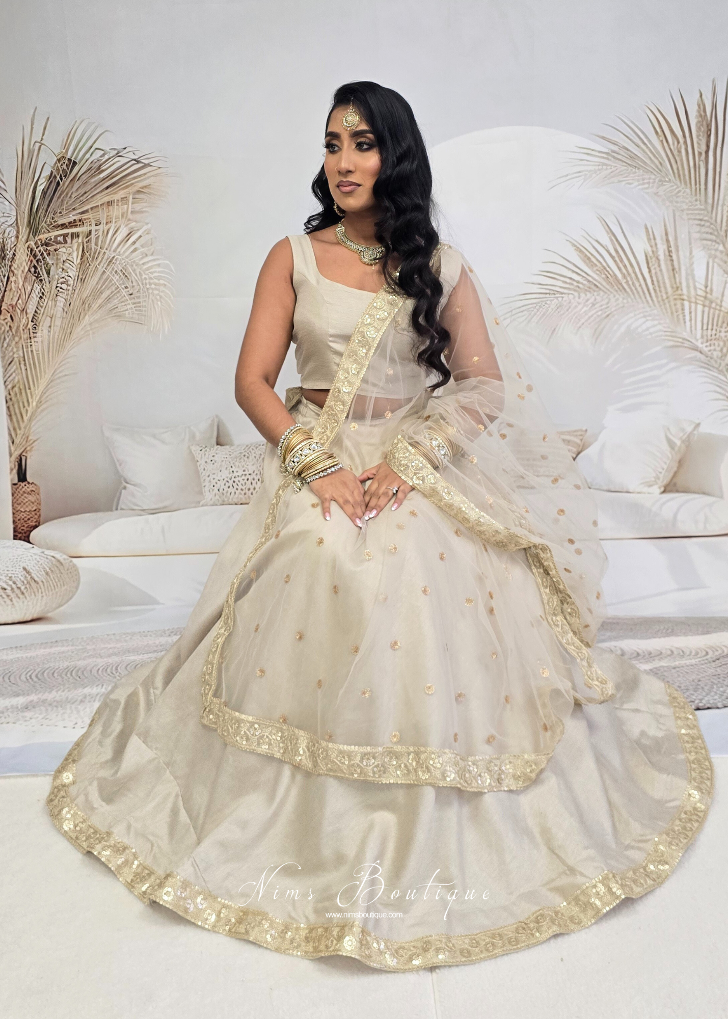 Saloni Sleeveless Champagne Raw Silk Blouse (4-20)