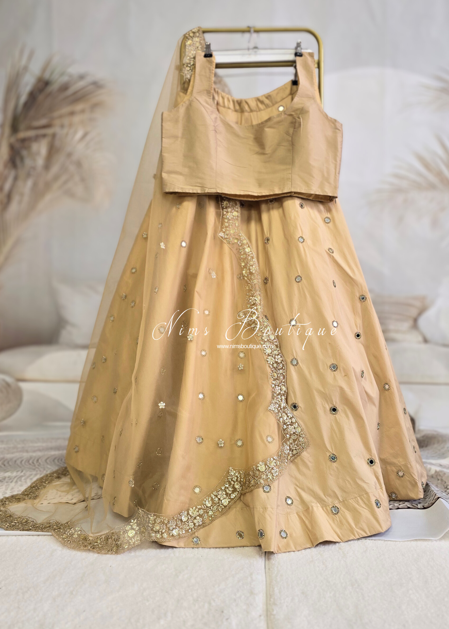 Gold Silk High Neck Blouse with sleeves (10-24)