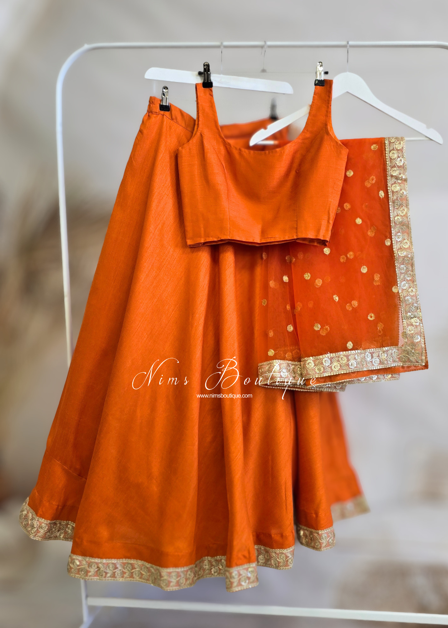 Saloni Sleeveless Orange Raw Silk Blouse (4-20)