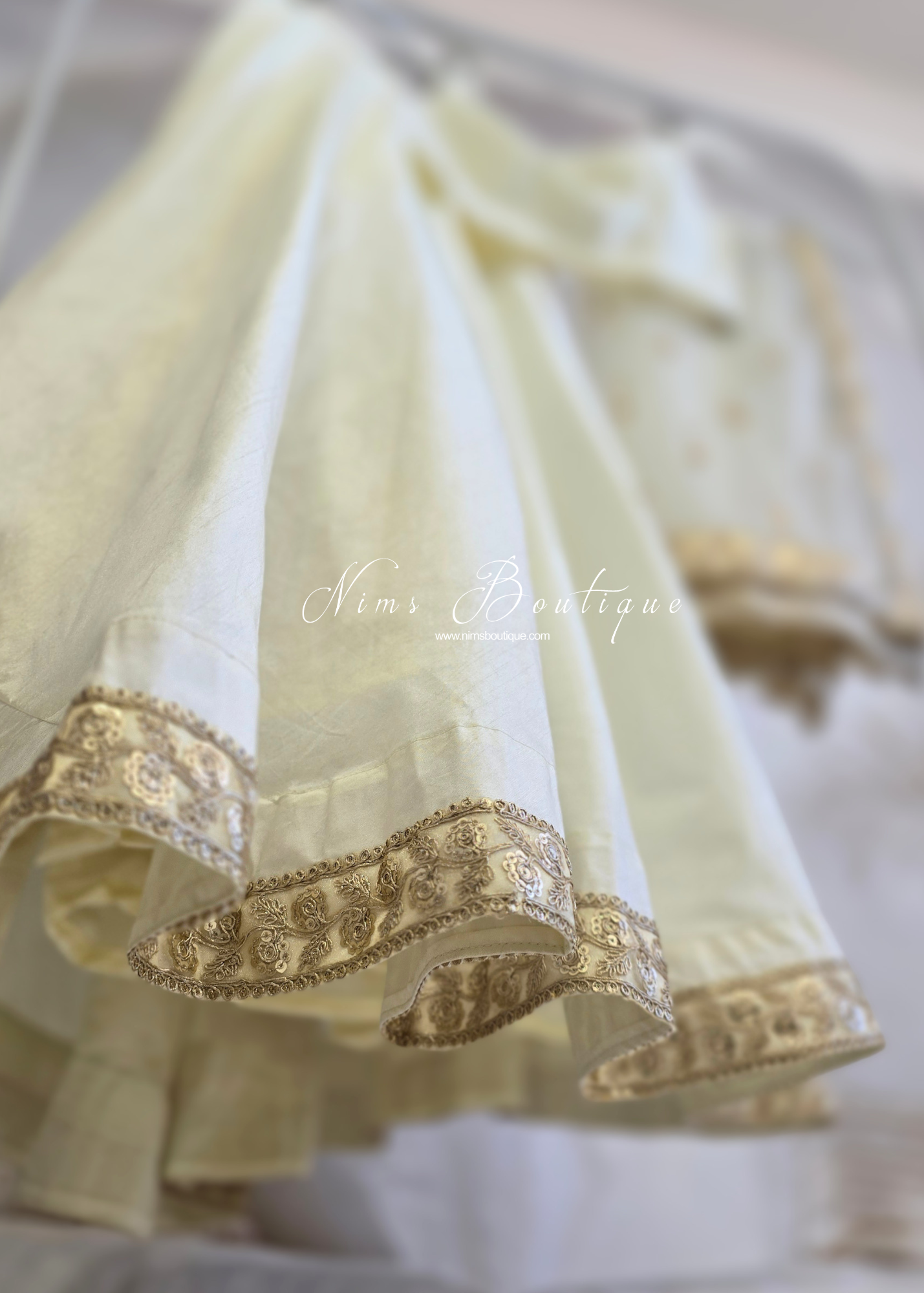 Saloni Readymade Cream Raw Silk skirt/lehnga (sizes 4-20)