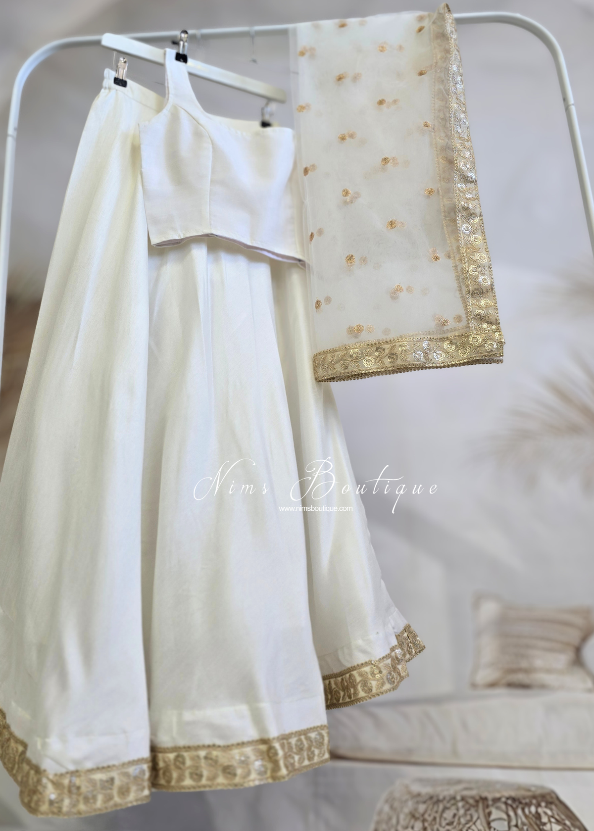 Saloni Ivory Sequin Dupatta/Chunni