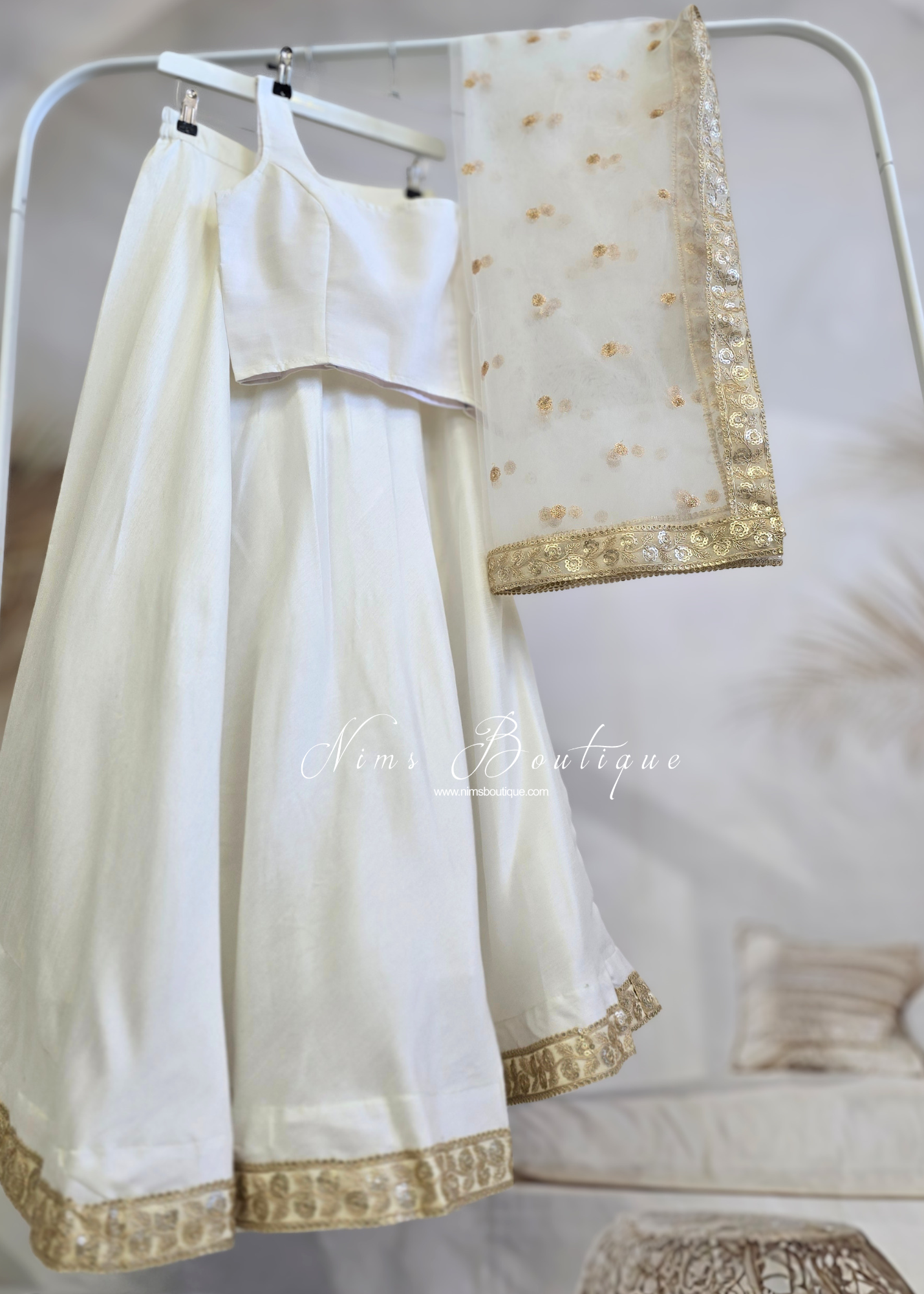 Saloni Ivory Sequin Dupatta/Chunni