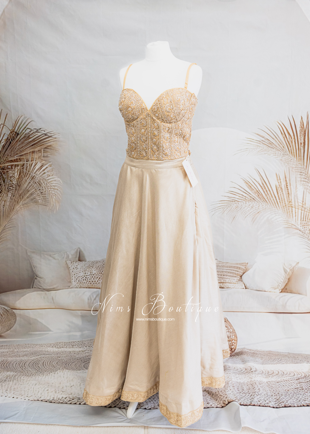 Maria Luxury Gold Embroidered Corset Blouse (one size)
