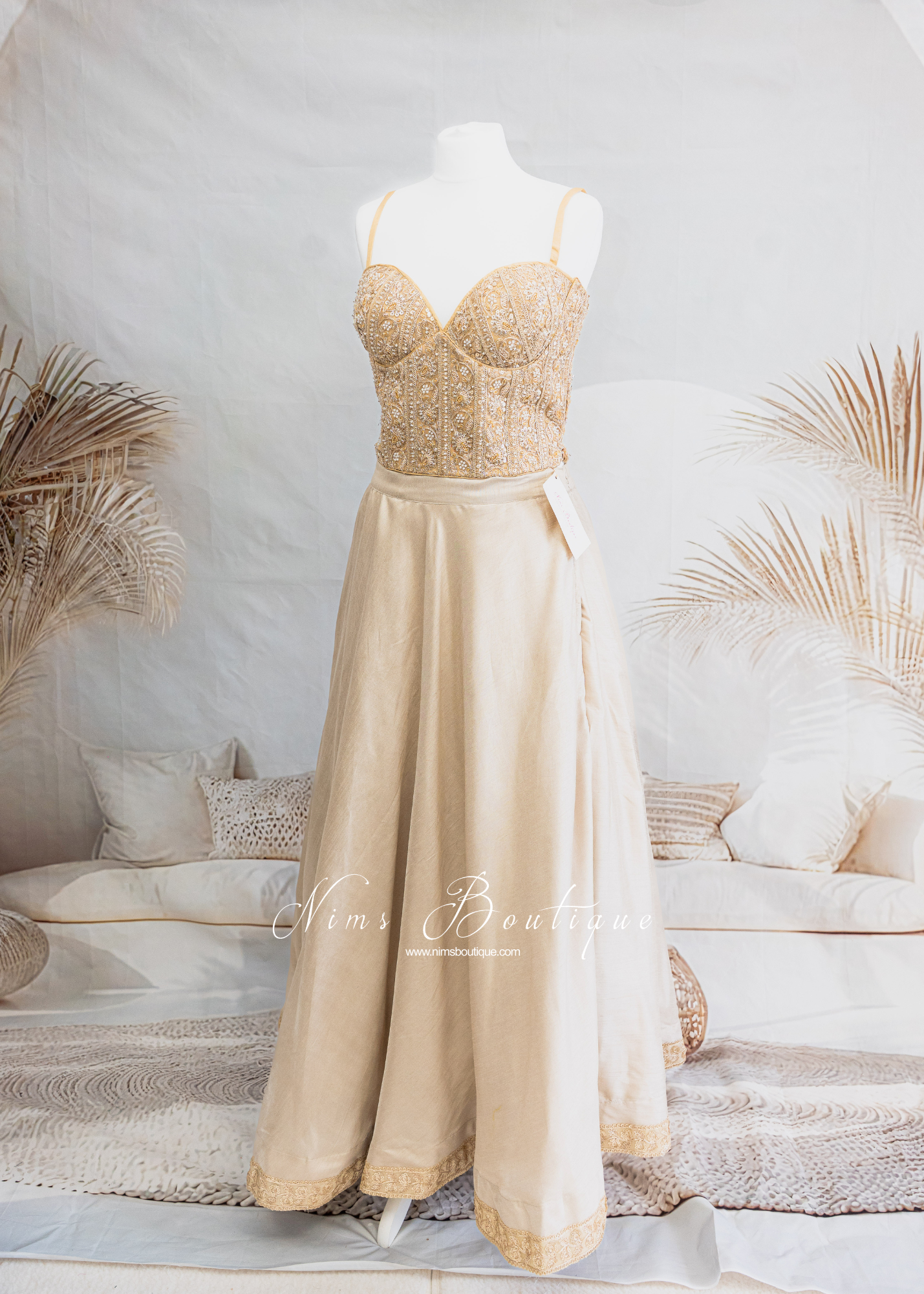 Maria Luxury Gold Embroidered Corset Blouse (one size)