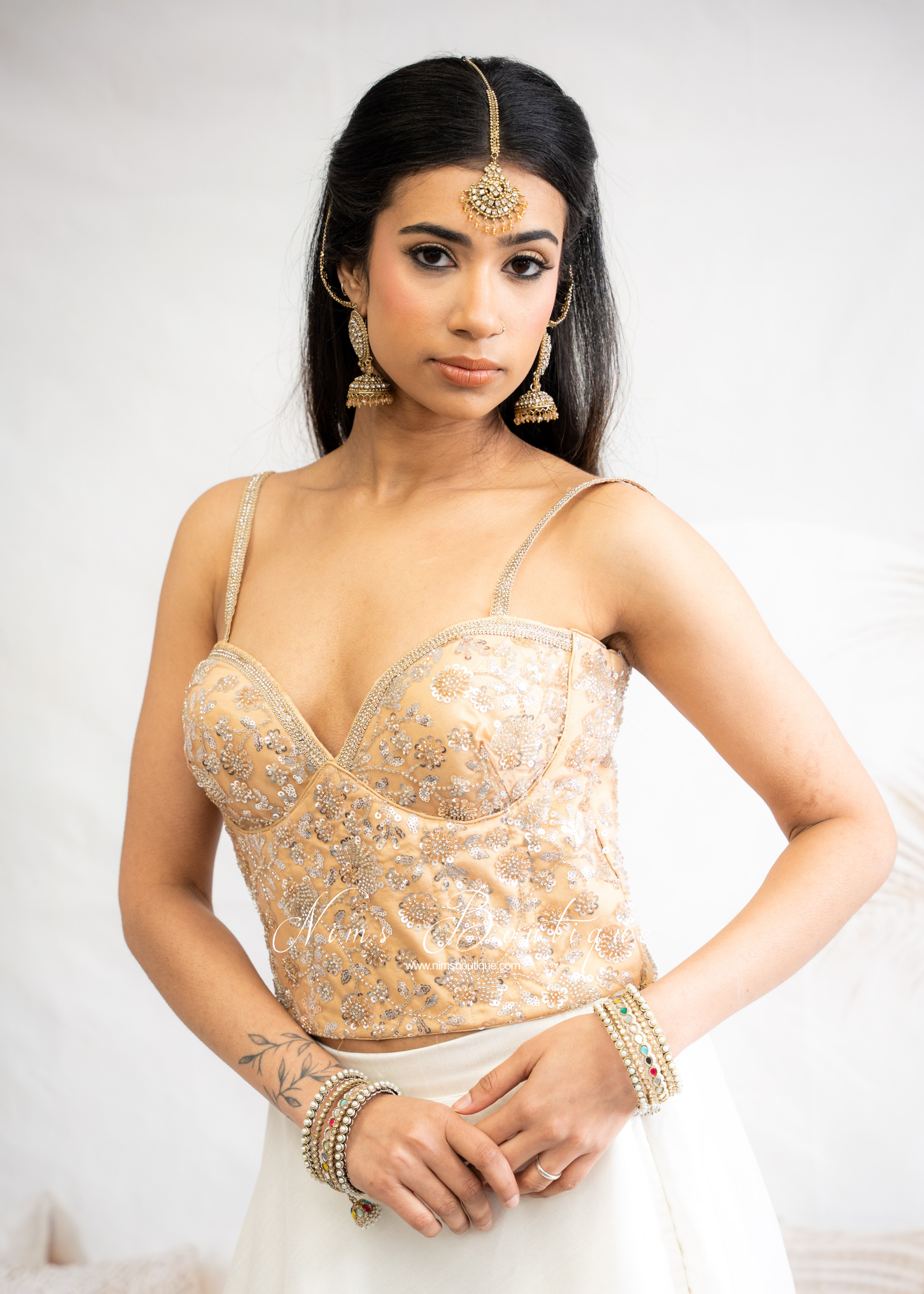 Luna Luxury Gold Sequin Corset Blouse (one size)