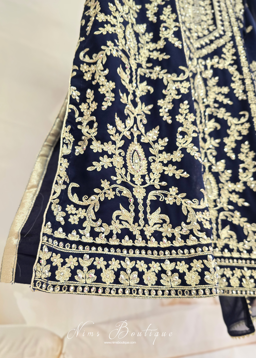 Navy Embroidered Trouser Suit (size 16)