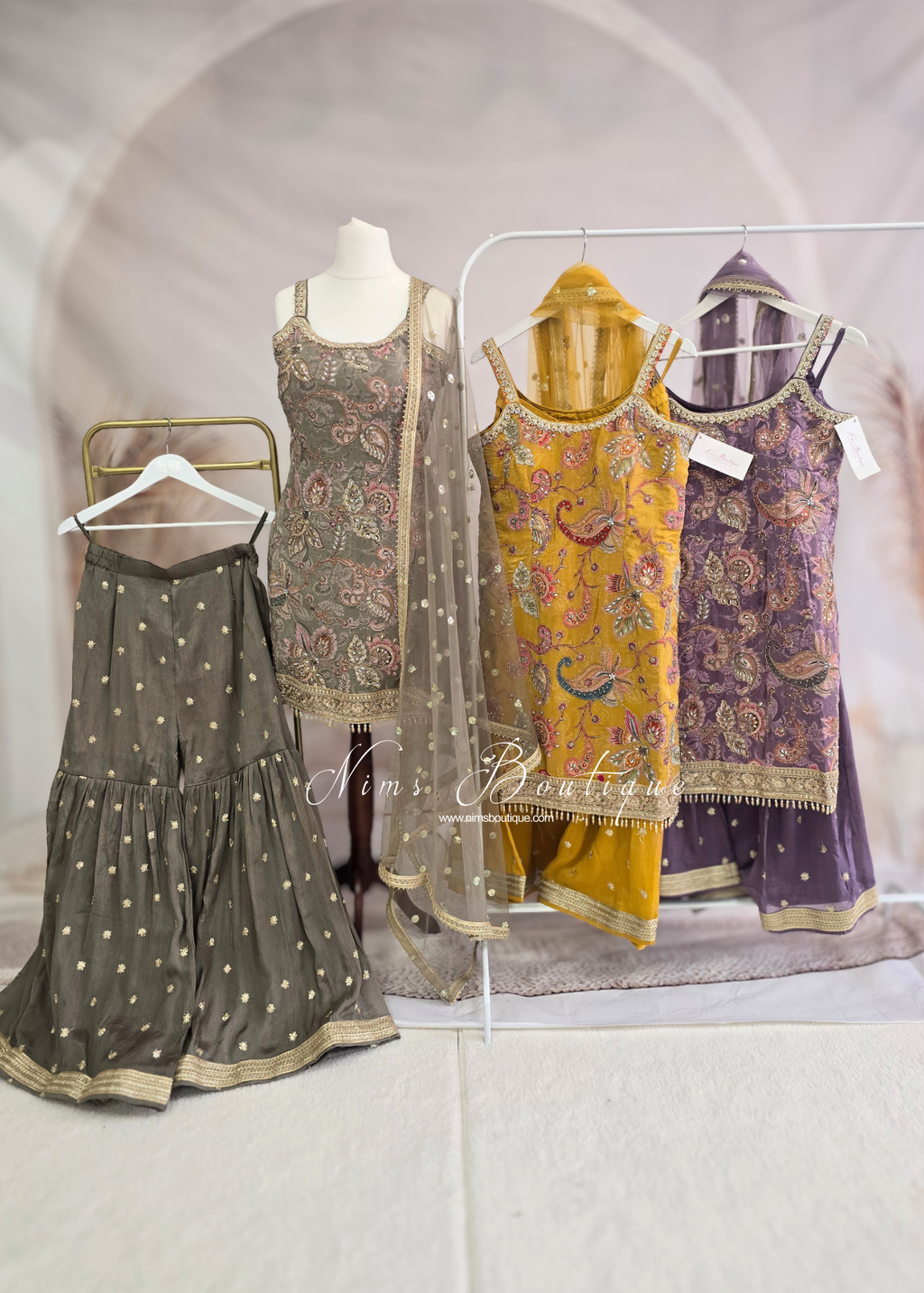Strap Embellished Gharara Suit (size 12)