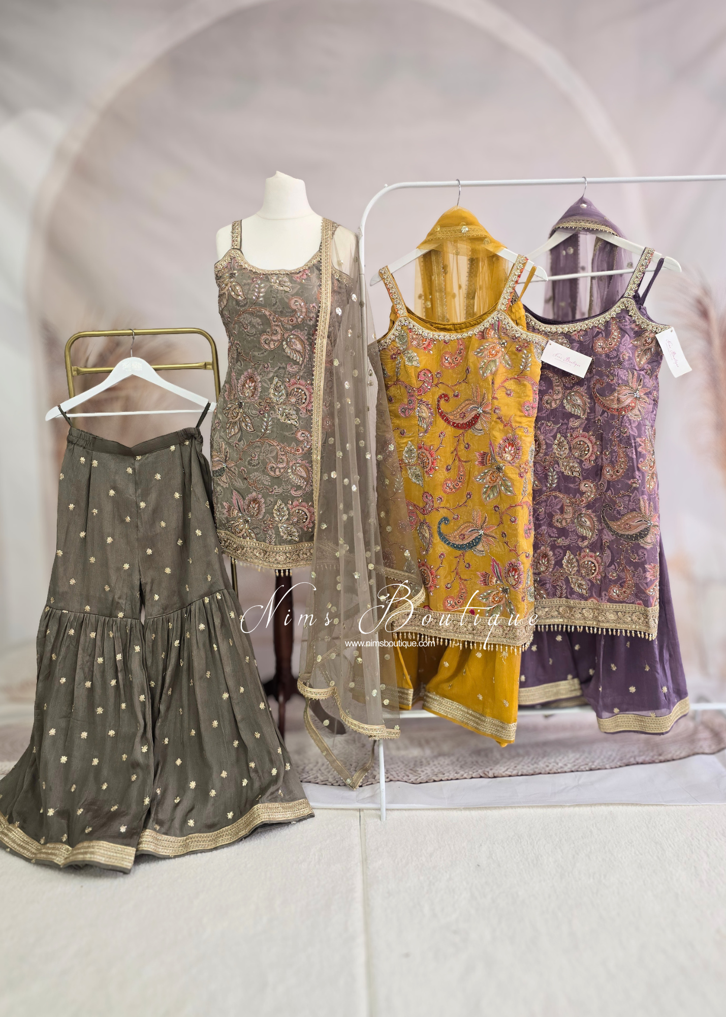 Strap Embellished Gharara Suit (size 12)