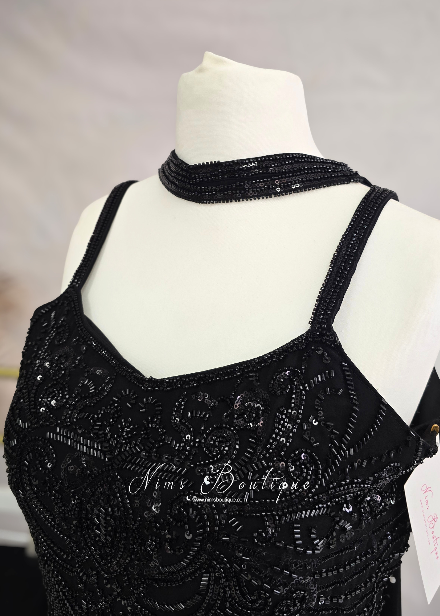 Luxury Black Beaded Sharara Suit (size 10-12)