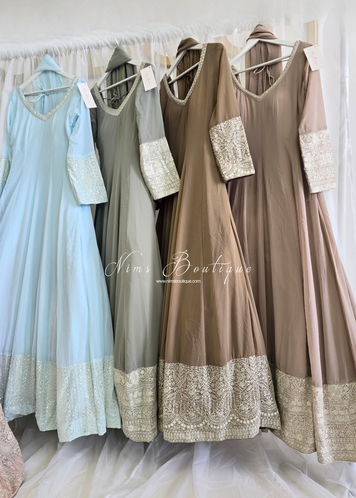 Pastel Long Embroidered Gown (size 10-12)