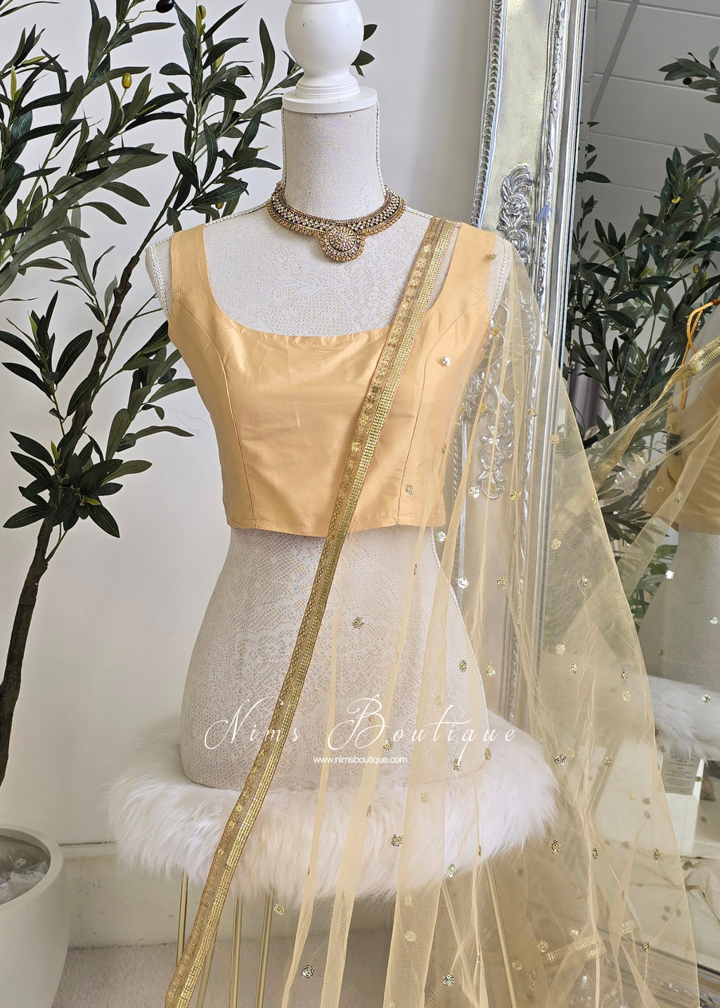 NB Gold Net Sequin Dupatta/Chunni