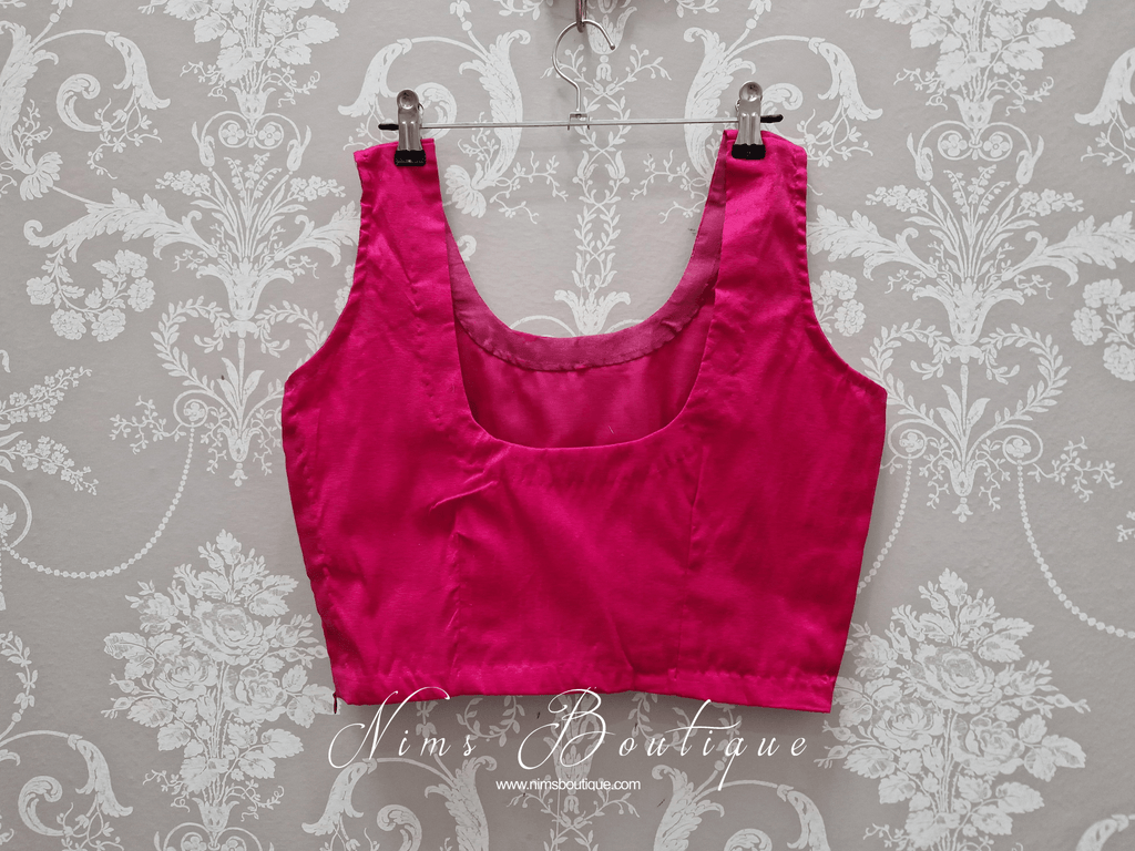 Nims Boutique Sleeveless Deep Pink Raw Silk Blouse 8-28