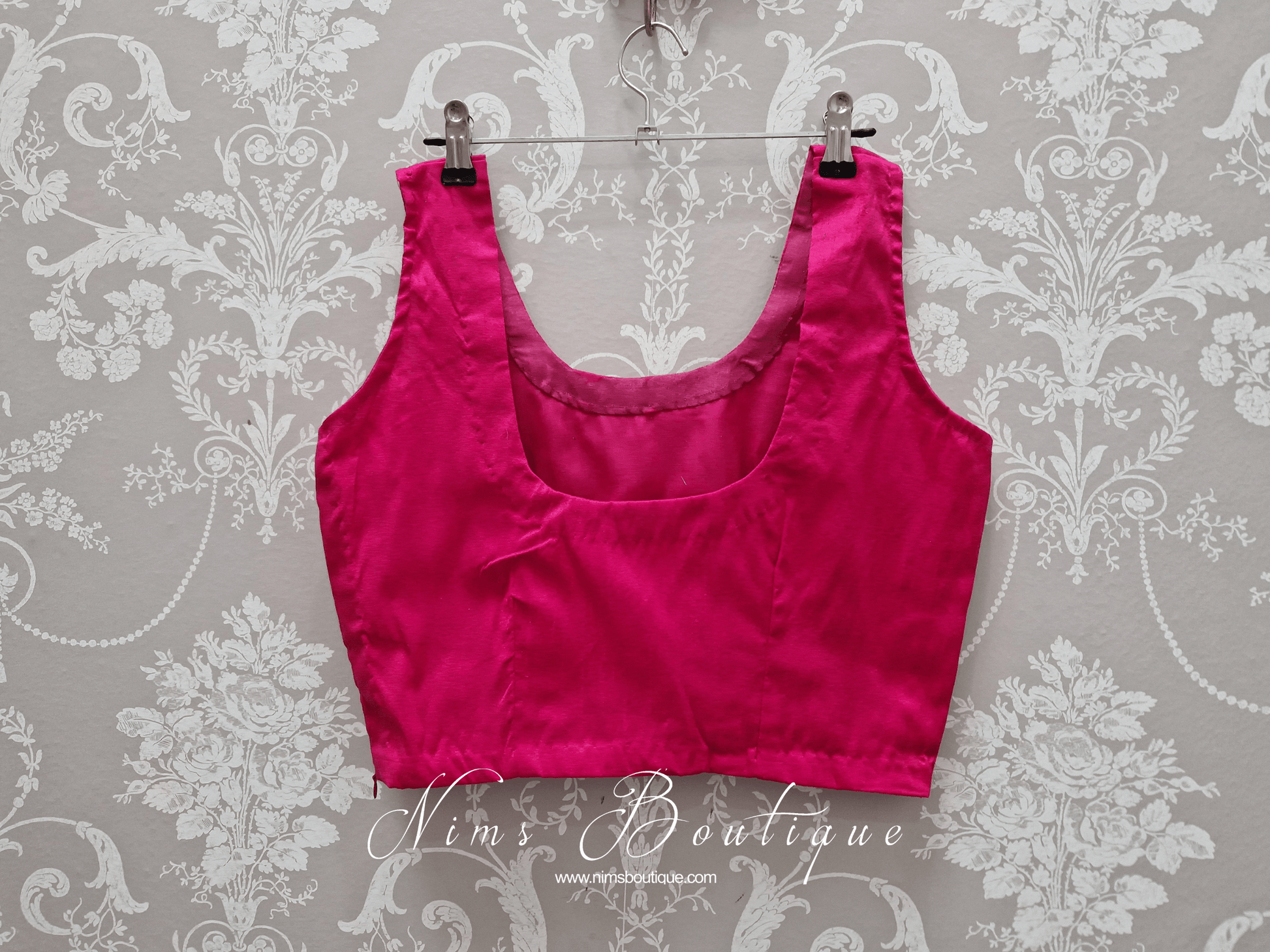 Nims Boutique Sleeveless Deep Pink Raw Silk Blouse 8-28