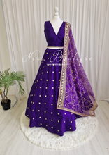 Nims Boutique Rani Luxury Cadbury Purple Mirror readymade skirt/lehnga size 4-26