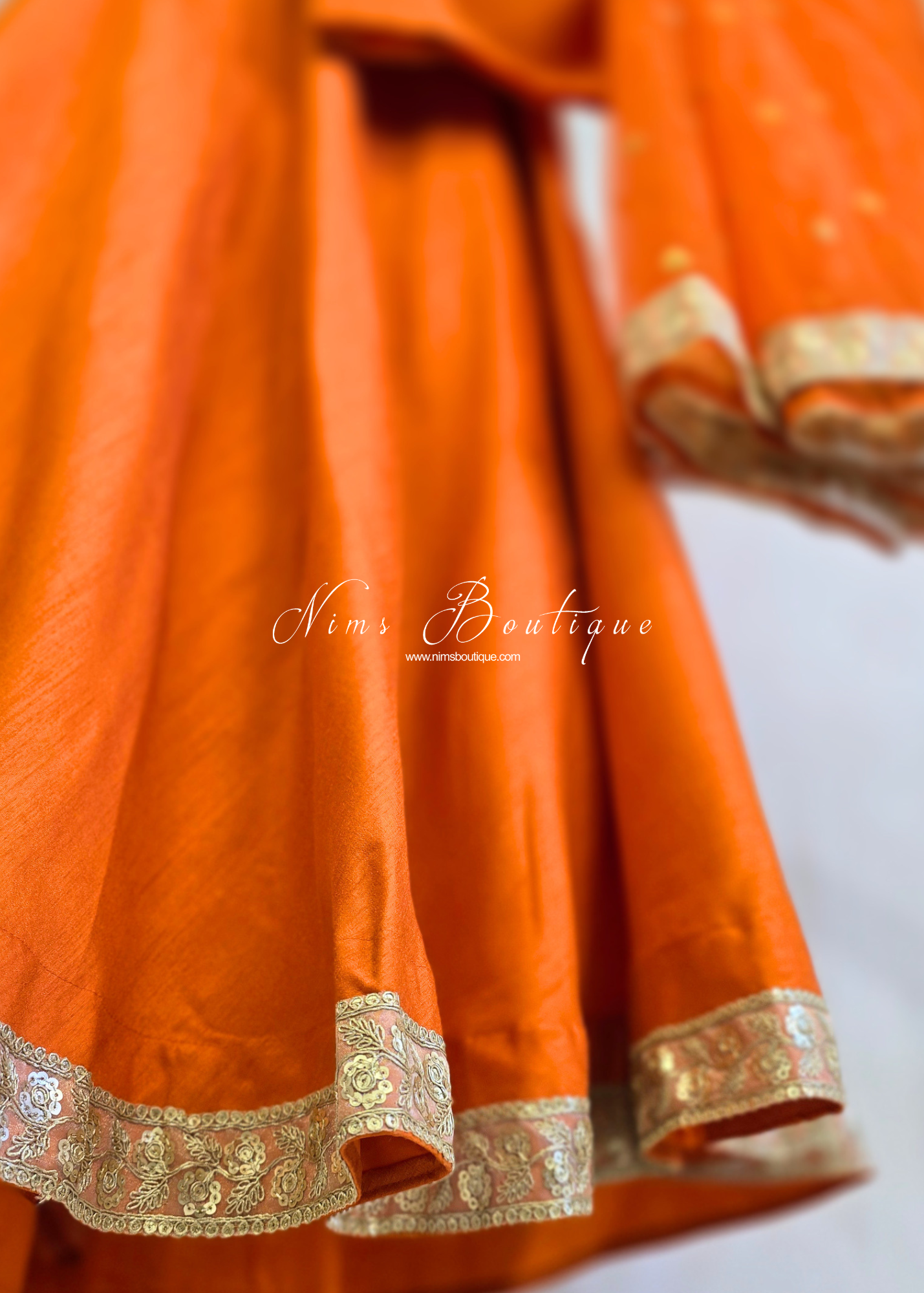 Saloni Readymade Orange Raw Silk skirt/lehnga (sizes 4-20)