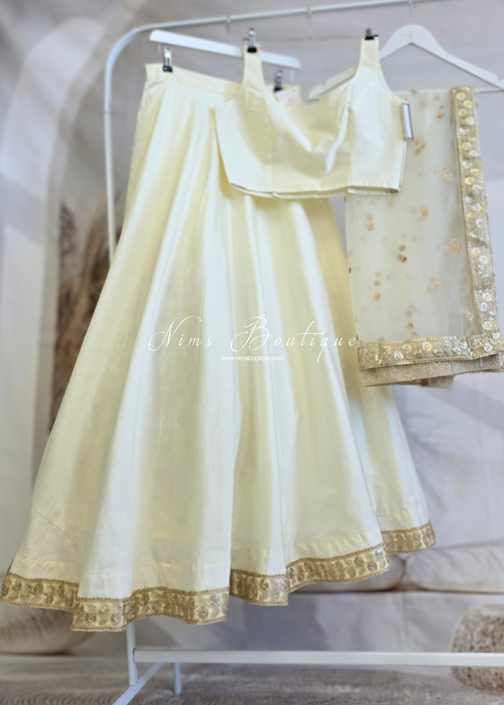 Saloni Cream Sequin Dupatta/Chunni