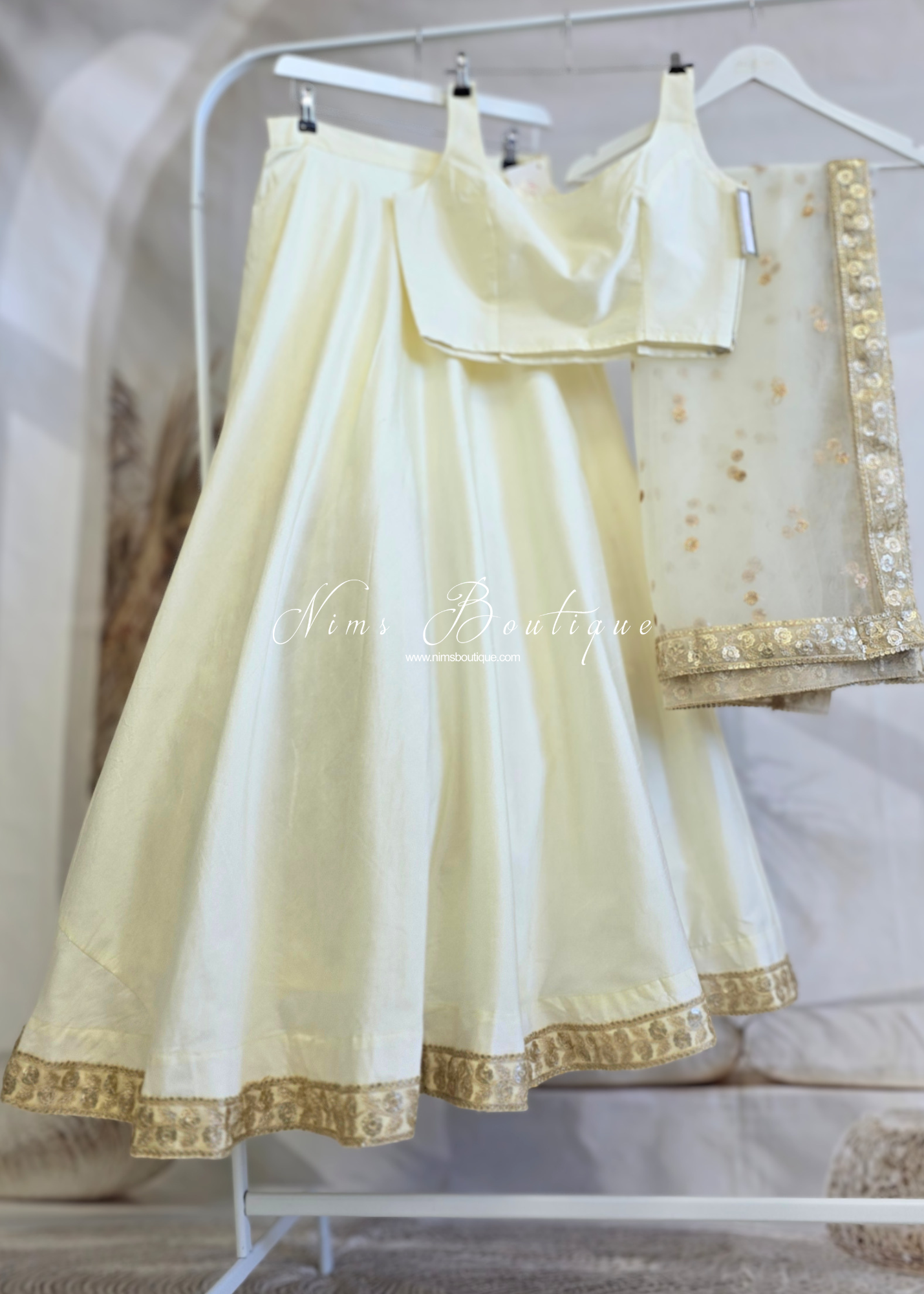 Saloni Cream Sequin Dupatta/Chunni