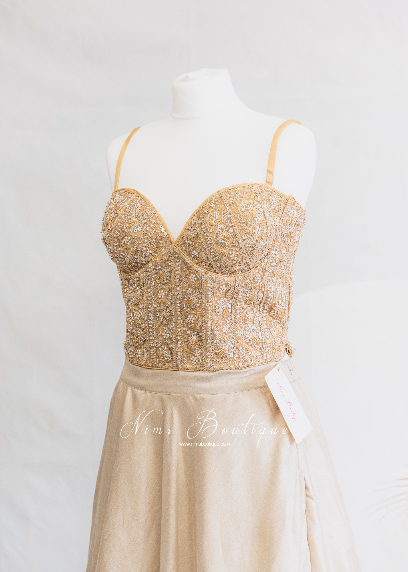 Maria Luxury Gold Embroidered Corset Blouse (one size)