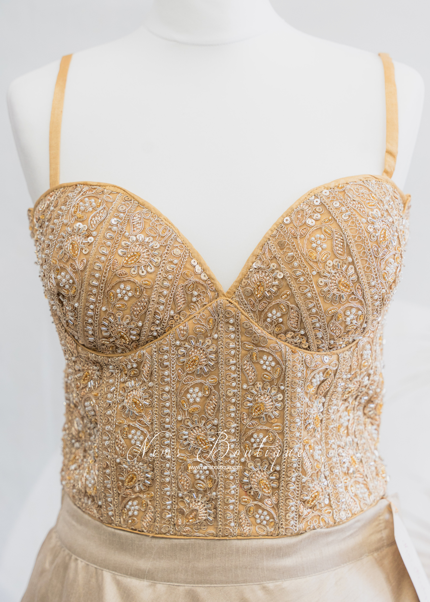 Maria Luxury Gold Embroidered Corset Blouse (one size)