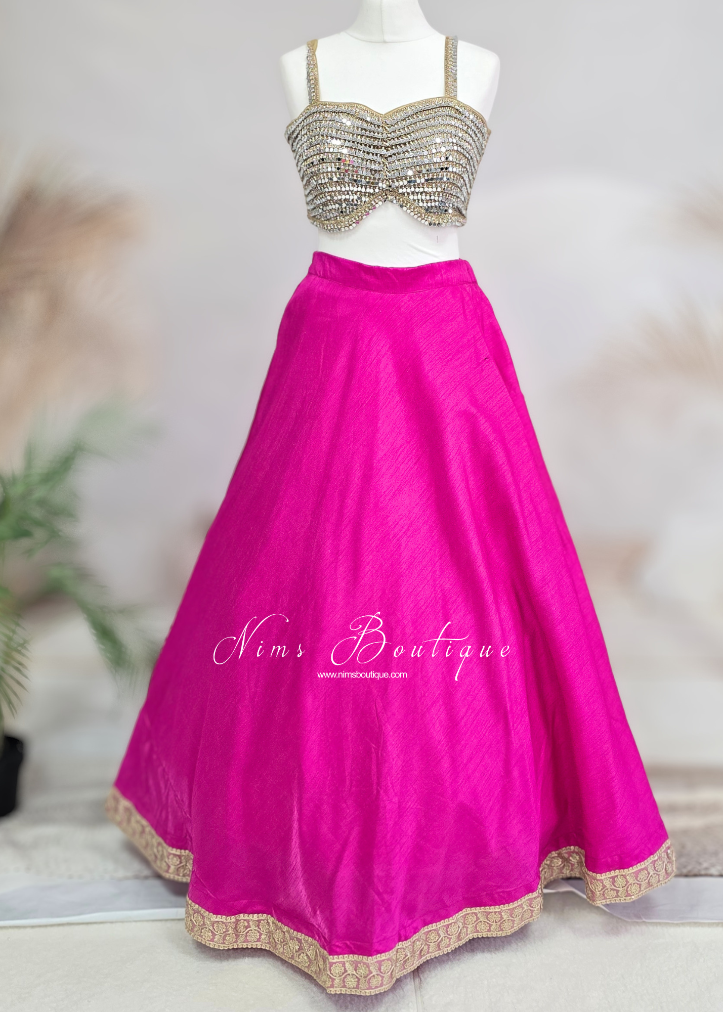 Saloni Readymade Hot Pink Raw Silk skirt/lehnga (sizes 4-20)