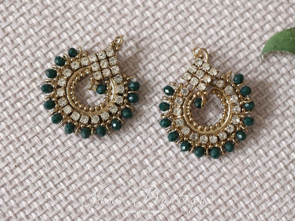 Nims Boutique Vidya Antique Royal Dark Green Earrings
